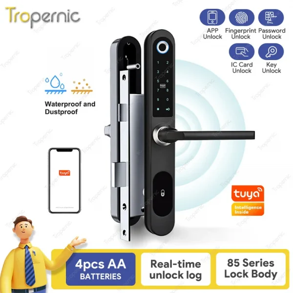 قفل باب ألمنيوم ذكي: أمان وتحكم مطلق! 🔒✨